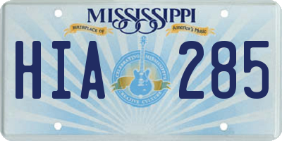 MS license plate HIA285