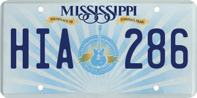 MS license plate HIA286