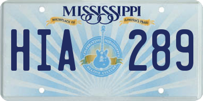 MS license plate HIA289