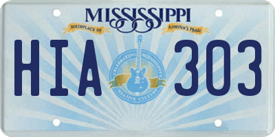 MS license plate HIA303