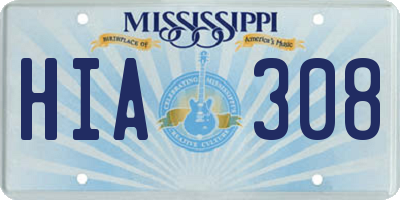 MS license plate HIA308