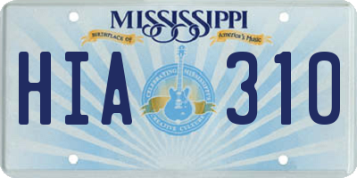 MS license plate HIA310
