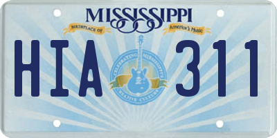 MS license plate HIA311