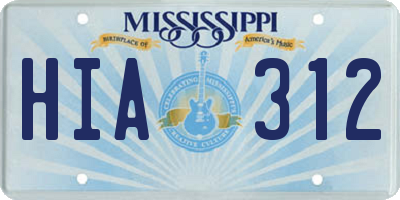 MS license plate HIA312