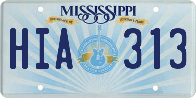 MS license plate HIA313
