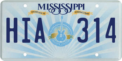 MS license plate HIA314