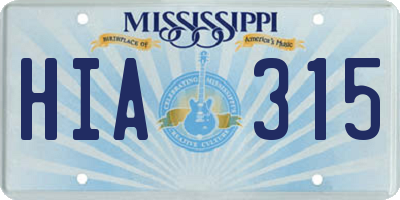 MS license plate HIA315