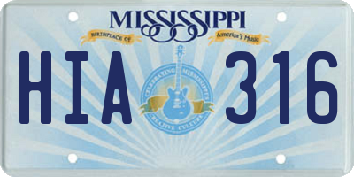 MS license plate HIA316