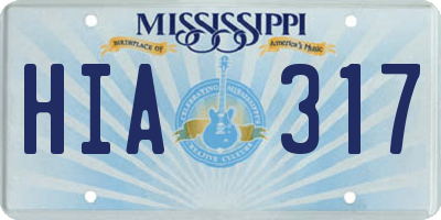 MS license plate HIA317