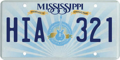MS license plate HIA321