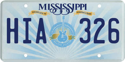 MS license plate HIA326