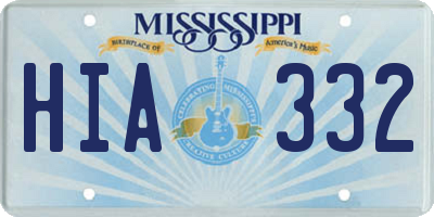 MS license plate HIA332