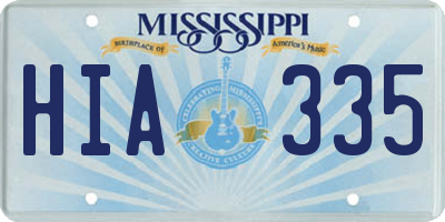 MS license plate HIA335