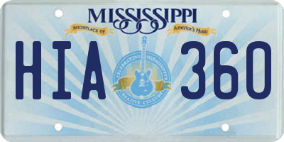 MS license plate HIA360