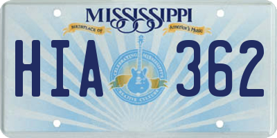 MS license plate HIA362