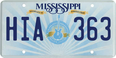 MS license plate HIA363