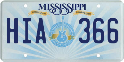 MS license plate HIA366