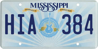MS license plate HIA384
