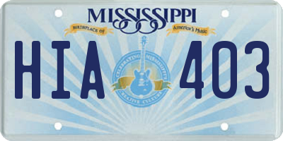 MS license plate HIA403