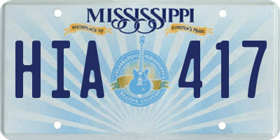 MS license plate HIA417