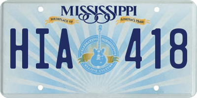 MS license plate HIA418