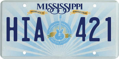 MS license plate HIA421