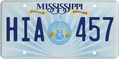 MS license plate HIA457