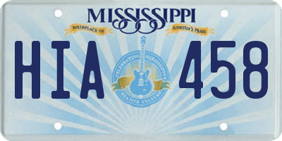 MS license plate HIA458