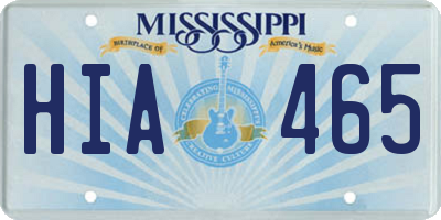 MS license plate HIA465