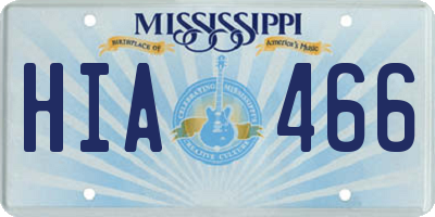 MS license plate HIA466