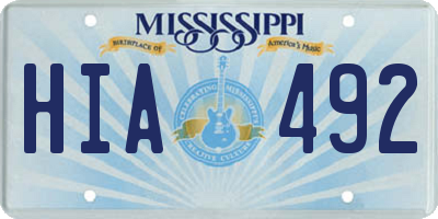 MS license plate HIA492