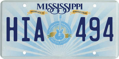 MS license plate HIA494