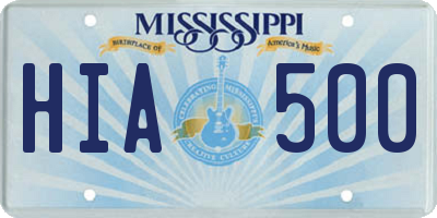 MS license plate HIA500