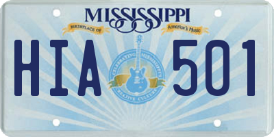 MS license plate HIA501