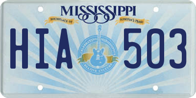 MS license plate HIA503