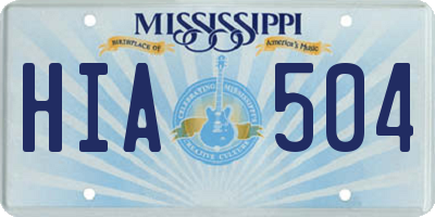 MS license plate HIA504