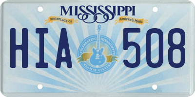 MS license plate HIA508