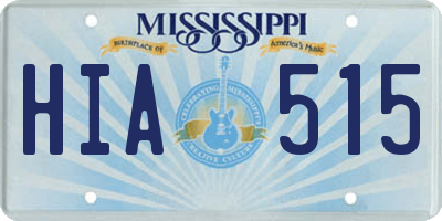 MS license plate HIA515