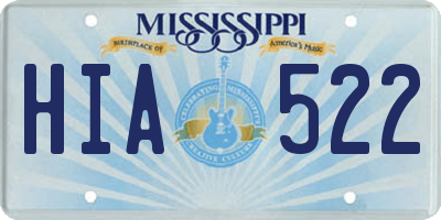 MS license plate HIA522