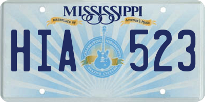 MS license plate HIA523