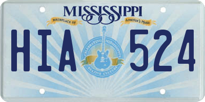 MS license plate HIA524