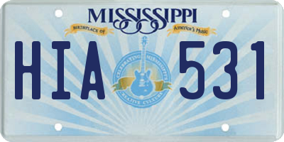 MS license plate HIA531