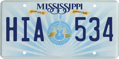MS license plate HIA534