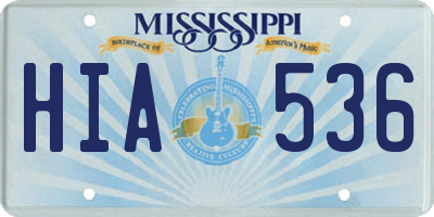 MS license plate HIA536