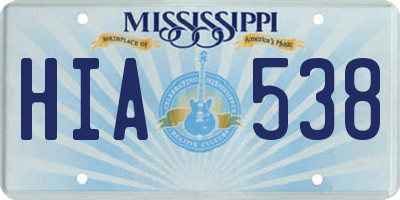 MS license plate HIA538