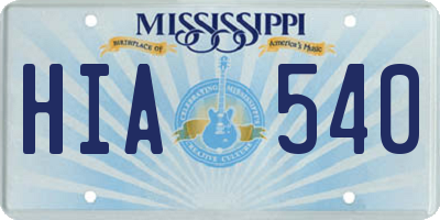 MS license plate HIA540