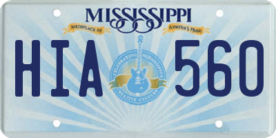 MS license plate HIA560
