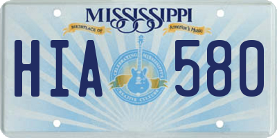 MS license plate HIA580