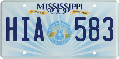 MS license plate HIA583