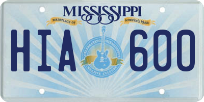 MS license plate HIA600